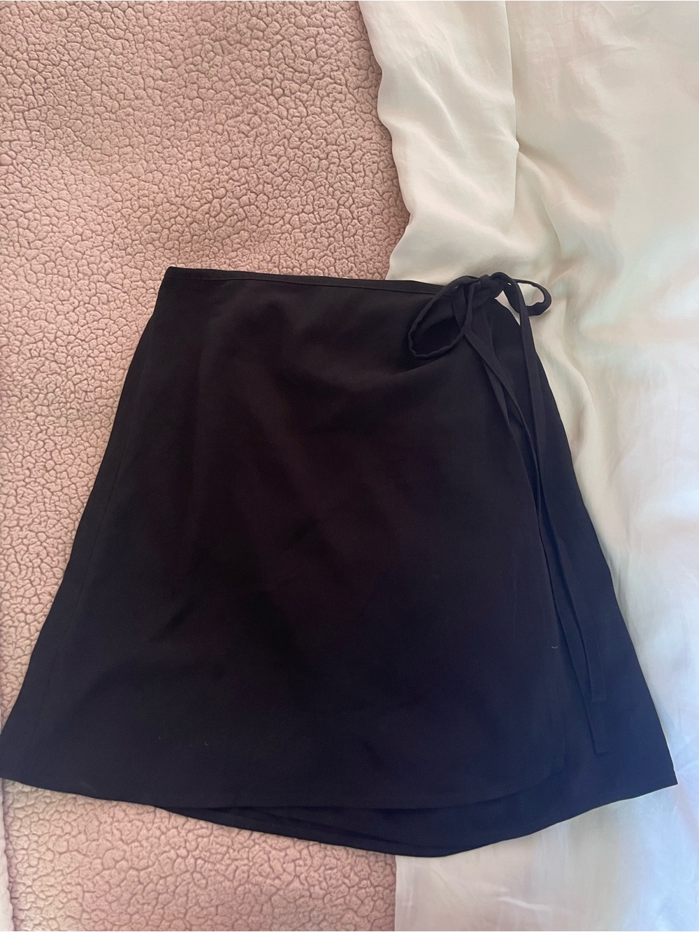 Black Wrap Mini Skirt with Tie Waist